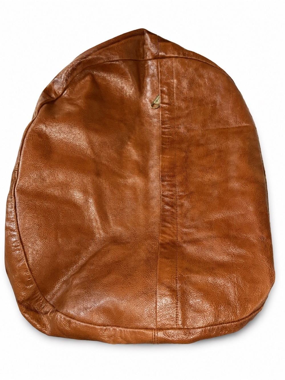 Skin Outfit Genuine Leather Ottoman Pouf Cover Cognac Brown Unstuffed - Picture 2 of 8